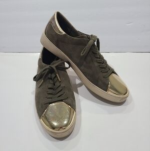 Michael Kors Frankie Suede Gold and Olive Women's Sneakers Sz.11 M